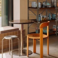 Chaise de salle à manger en bois massif colorée de style mi-siècle, ensemble table bistrot pour café et pâtisserie