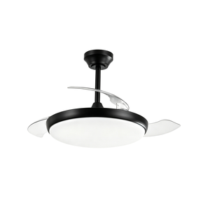 Ventilateur de plafond LED industriel avec 3 pales transparentes, moteur DC, télécommande, variateur d'intensité, lumière blanc chaud doux, 6 vitesses, 30-34 dB, pour salon - Product Image 1