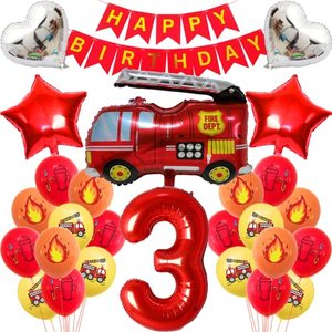 Set di Palloncini e Striscioni a Tema Vigili del Fuoco per Bambini di 3 Anni, Decorazioni per Feste di <span class=keywords><strong>Compleanno</strong></span> - Product Image 1