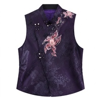 Nouveau Gilet en Soie Satinée Xiangyunsha Chinoise Brodé à la Main à la Française pour Femme, Sans Manches, Style Rétro