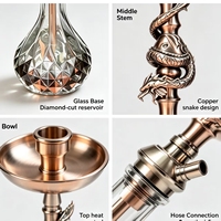 Chicha artisanale de luxe avec étui métallique en acier inoxydable, design moderne Maklaud Dragon Joker Monkey, technique miroir, durable pour fumer