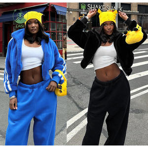 모피 여성의 가을 겨울 코트 새로운 사이드 스트라이프 솔리드 포켓 스탠드 칼라 긴 소매 캐주얼 코트 및 재킷 양털 아웃웨어 - Product Image 1