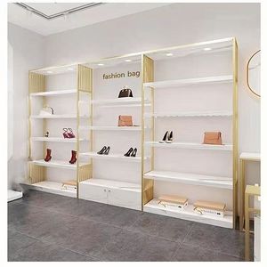 Estante de Exhibición de Zapatos de Lujo en Dorado con Iluminación LED para Tiendas y Salones - Product Image 4