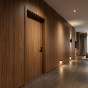 Porte intérieure pour projet hôtelier, film PVC stratifié, surface imperméable, remplissage acoustique en bois massif, porte <span class=keywords><strong>de</strong></span> chambre, salle <span class=keywords><strong>de</strong></span> bain, villa - Product Image 3