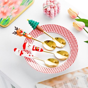 Christmas Cartoon Spoon And Fork Set Santa Reindeer Tree Snowman Design For Kids Party Tableware Gift - Product Image 2