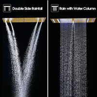 Système de douche musical LED de luxe, pommeau de plafond effet pluie et cascade de 12 pouces, affichage numérique, 7 fonctions, vanne en laiton massif, jets de massage