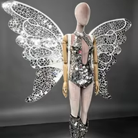Costume de scène en coton à paillettes miroir argentées pour spectacle de danse chinoise, tenue de défilé pour événements de club et artistes