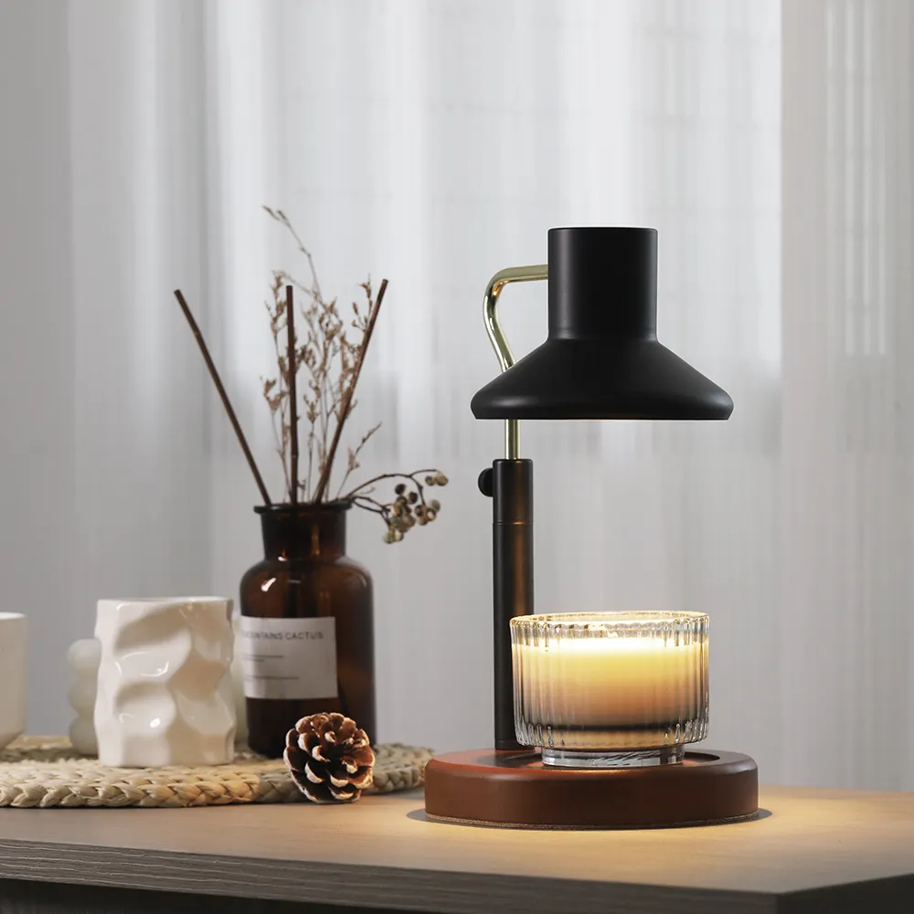 2024 NUEVO calentador de cera de madera Natural patentado al por mayor calentador de velas de aromaterapia Kerzenwarmer Lampe Aurora fragancia para el hogar