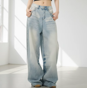 <span class=keywords><strong>Jeans</strong></span> in Denim da Donna Estivi Vintage a <span class=keywords><strong>Vita</strong></span> <span class=keywords><strong>Bassa</strong></span>, Taglio Dritto e Ampio, Stile Retrò da Strada per Coppia - Product Image 1