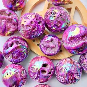 Esfera de Esferalita Electrochapada en Rojo Rosa, Cristal Pulido, Hecha a Mano, para Decoración del Hogar, Venta al Por Mayor - Product Image 4