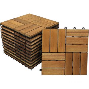 Azulejos de suelo entrelazados de madera, Pisos con drenaje, Azulejos de clic Azulejos de cubierta de acacia de madera maciza - Product Image 1