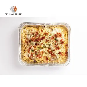 2.2L Customized Recyclable Rectangular Food Grade Takeaway Aluminum Foil Pan Food Container Grill Tray For Packing Catering BBQ