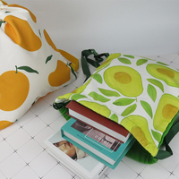 Trendy, eenvoudige, ecovriendelijke, zachte canvas rugzak met trekkoord, grote capaciteit, draagbaar, fruitthema schouderband