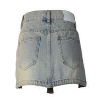 Mini-jupe en jean taille haute Y2K pour femme, silhouette bouffante, vintage, délavée bleu clair, 100 % coton, mignonne, décontractée, pour l'été et les fêtes