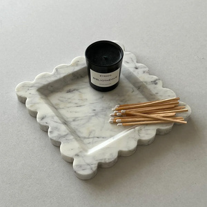 Français rétro marbre Onyx bord festonné bijoux fourre-tout aromathérapie plateau concepteur Ins Style stockage décor à la maison salon - Product Image 3