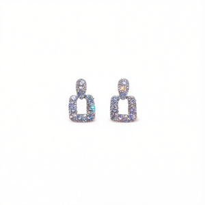 Orecchini a Perno Geometrici in Oro Bianco E4046 con Cristalli e Strass, Gioielli di Lusso da Donna per Feste - Product Image 1