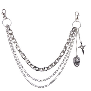Multi Layered Metal Pants <b>Chain</b> <b>With</b> <b>Cross</b> And Skull Pendant Zinc Alloy Waist <b>Chain</b> For Casual Punk Style - Product Image 5