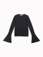 Pull chaud et décontracté à col rond, style français, côtelé fin, manches cloche, chic et minimaliste pour femme - Collection Automne JHOO
