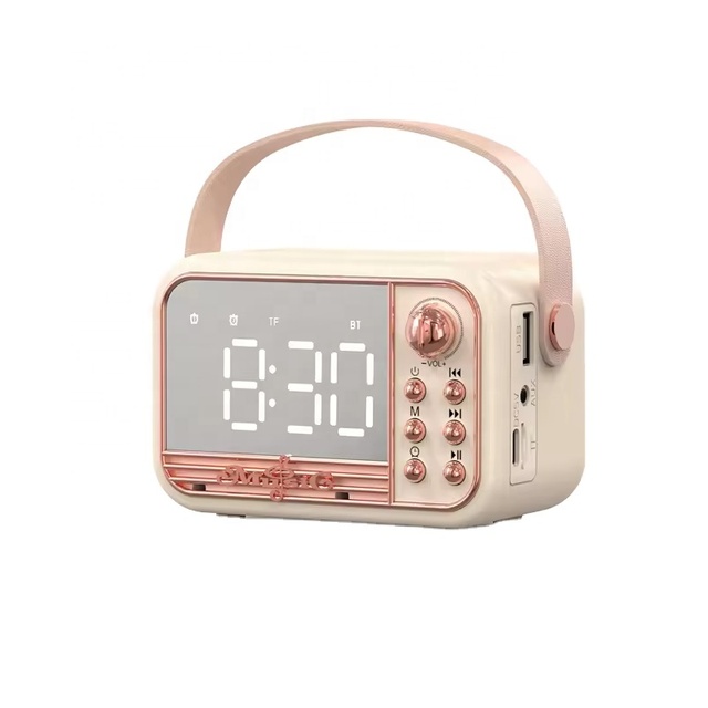 2025 Stylish Classic Retro Design Lightweight Smart Wireless Dual Alarm Digital Clock BT  Fashion New Portable Speakers