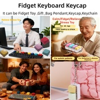 Acrylic Anime LED Fidget Toy Keyboard Cube Keychain-Stress Relief Lightweight LED Keyboard Key Chain