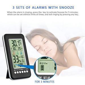 Đa Chức Năng 3 Nhóm Báo Thức Bảng Đồng Hồ Báo Thức Với Ajustable Độ Sáng Điều Khiển Bằng Giọng Nói Trong Nhà Kỹ Thuật Số Độ Kế Nhiệt Độ - Product Image 3