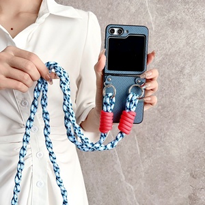 Nouvelle arrivée, étui de téléphone pliable avec cordon tissé, pour Z Flip 8/7/6/5/<span class=keywords><strong>4</strong></span>/3, housse de protection anti-chute pour Motorola 50 Ultra - Product Image 3