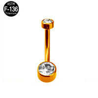 Bijou de piercing au nombril en titane 14g à filetage interne avec double bijou