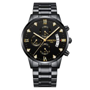 Pour NIBOSI 2309-2 hommes affaires montres à Quartz Logo personnalisé diamants étanche acier inoxydable verre cadran pointeur Shanghai - Product Image 1