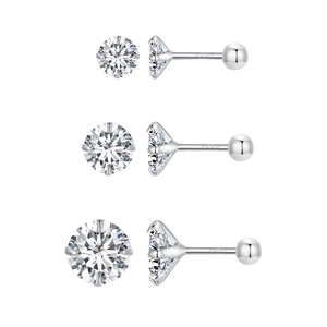 Pendientes de Plata de Ley 925 con Circonita de Lujo, Diseño Geométrico Sencillo, Joyería de Moda para Piercing Corporal, Accesorios para Fiestas Infantiles - Product Image 4