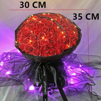 Vente chaude - Cadeau écologique de haute qualité pour Noël et la Saint-Valentin - Bouquet de 99 roses en savon - Boîte en plastique - Fleurs artificielles