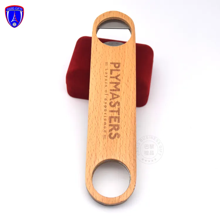 Promotionele Bedrijf Logo Laser Gegraveerd Houten Opener Hoge Kwaliteit Houten Handvat Blank Paddle Bierfles Opener Voor Keuken Bar T