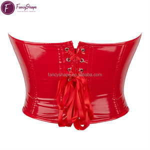 Top Corto Bustier <span class=keywords><strong>3D</strong></span> Rojo para Mujer FancyShape, Top Corset con Soporte, Sin Tirantes, Alta Compresión, Spandex, Nailon, Talla XL - Product Image 4