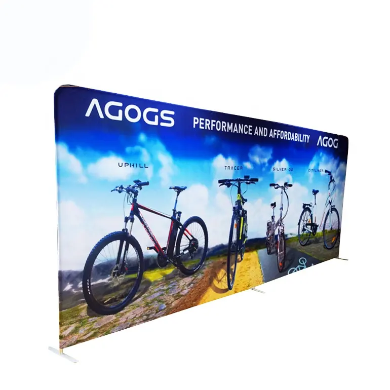 custom logo aluminum stretch fabric straight printed display wall double side tension banner trade show backdrop