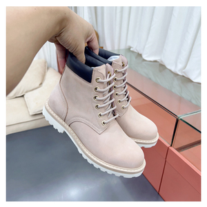 Chaussures pour femmes haut de gamme personnalisées en usine, bottes en rhubarbe automne-hiver 2022, bottes en cuir à semelle épaisse, bottes de cow-boy à lacets - Product Image 4