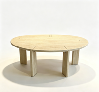 Ensemble de tables basses ovales modernes en bois de chêne clair naturel, durables, écologiques, avec assemblage à tenons apparents, style scandinave, gigognes, basses