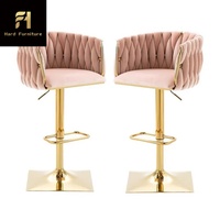 Tabourets de bar modernes en velours 360 rotatifs en métal doré siège haut table à hauteur réglable cuisine contemporaine salle à manger bar en acier