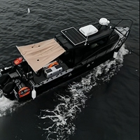 Bateau de pêche en aluminium noir de 9 m avec moteur hors-bord et garantie de 5 ans pour la navigation de plaisance