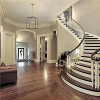 CBMMart Escalier en colimaçon moderne à bande de roulement en bois personnalisé Escalier en bois courbé en bois d'hévéa Escalier en bois pour sous-sol