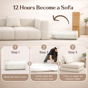 Sofá Modular en Forma de L, Personalizable de Fábrica, con Esponja y Tela, Reclinable sin Estructura, para Sala de Estar - Product Image 5