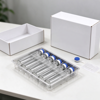 Plateau en plastique 6 compartiments de 10 ml pour poudre lyophilisée, boîte en plastique PET de haute qualité, vente en gros pour emballage de bouteilles en verre, plateau d'emballage pour peptides