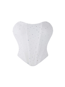 Viviblook Z0119TP Nouveau Top Tube Sexy pour Femme, en Maille Respirante Élastique, avec Paillettes et Strass, Style Bandage, Bretelles Fines et Effet Corset à Baleines - Product Image 5