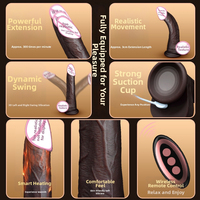 Premium Flüssigsilikon Persönlicher Massager Modell 013 10 Vibrationsmodi Heizfunktion Saugnapf Fernbedienung IPX7 Wasserdicht Schwarz