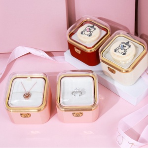 Valentine's Day Jewelry <b>Gift</b> <b>Box</b> Set Modern Simple Luxury Plastic Bear <b>Cake</b> Embossed Square Fashion Packaging Full Set - Product Image 5