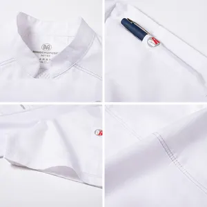 5 Star Hotel Summer Spring Fade-proof Staff Chef Coat For Men Women Cotton Fine Dinning Waiter White Uniform Chef