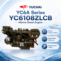 Moteur diesel marin YUCHAI YC6108ZLCB 112 kW 152 ch 1500 tr/min turbocompressé refroidi par intercooler pour bateaux de pêche et de transport de marchandises