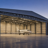 Hangar d'avion préfabriqué en structure acier sur mesure, bâtiment métallique PEB à portée libre pour MRO et jets privés