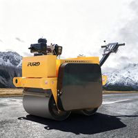 Nouveau rouleau compacteur vibrant manuel FURD à double tambour de 1 à 3 tonnes, à moteur, à rayon de braquage court, pour asphalte – Vente chaude