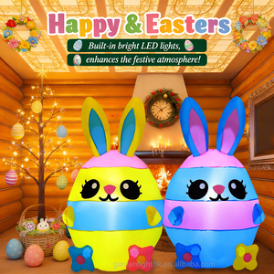 Easer Inflatable Outdoor Decoration 4.1FT Long Cute Rabbits Built in LED Lights Yard Decor for Home <b>Garden</b> Lawn Party - Product Image 5