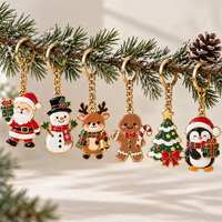 Porte-clés de Noël personnalisé OEM, Breloque mascotte Père Noël mignonne avec sac cadeau, Plaqué or, Souvenir, Vente en gros, Approvisionnement direct