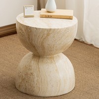 Table basse ultra-minimaliste en oxyde de magnésium à texture imitation travertin, idéale pour appartement moderne, balcon ou coin salon